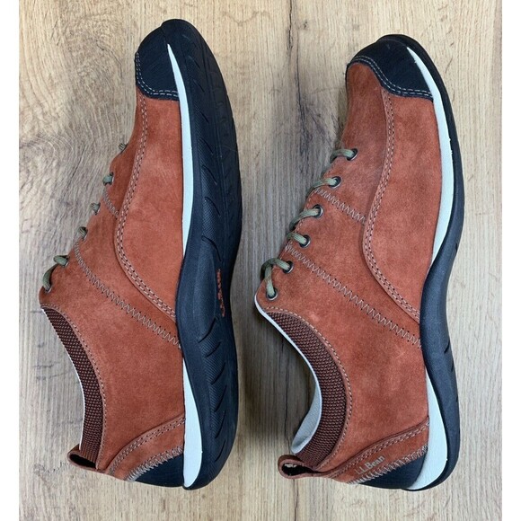 LL Bean BeanSport Lace Up Sneaker Shoes Womens Size 8 M Red Brick Suede Feldspar - Picture 10 of 15